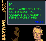 Original Mission 01 briefing screen from the Game Boy Color game