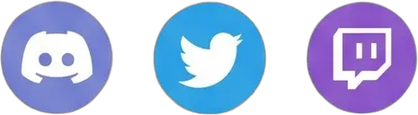 Community icons for Discord, Twitter, and Twitch.