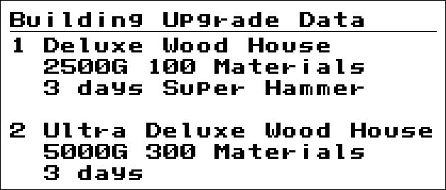 Building upgrade data preview for Harvest Moon GBC.