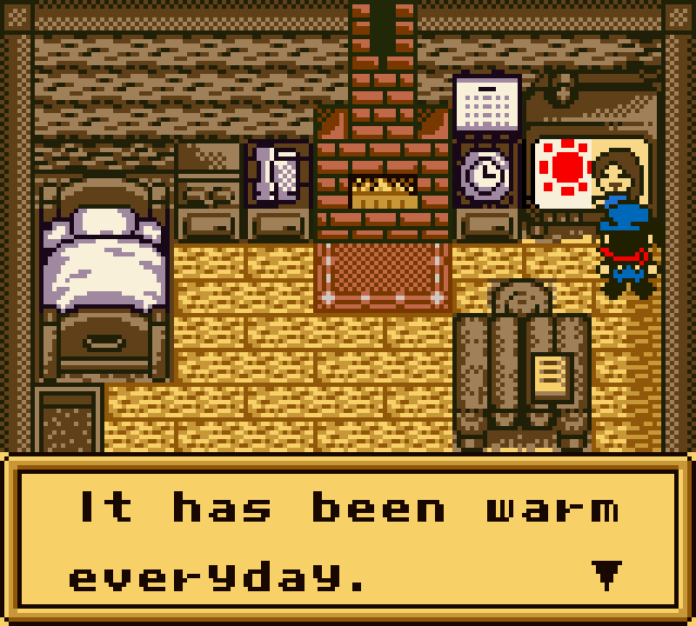 TV weather forecast prompt in Harvest Moon GBC.