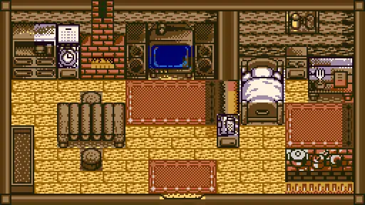Ultra Deluxe Wood House interior in Harvest Moon GBC.