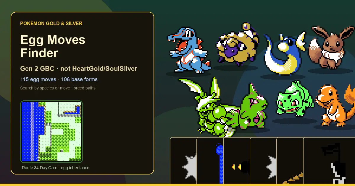 Egg Moves Finder Pokemon Gold and Silver - Gen 2 Breeding Tool