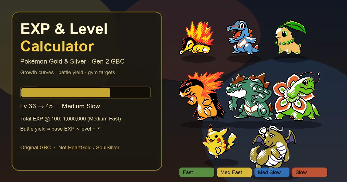 EXP Level Calculator Pokemon Gold and Silver - Growth Rates & Battle Yield