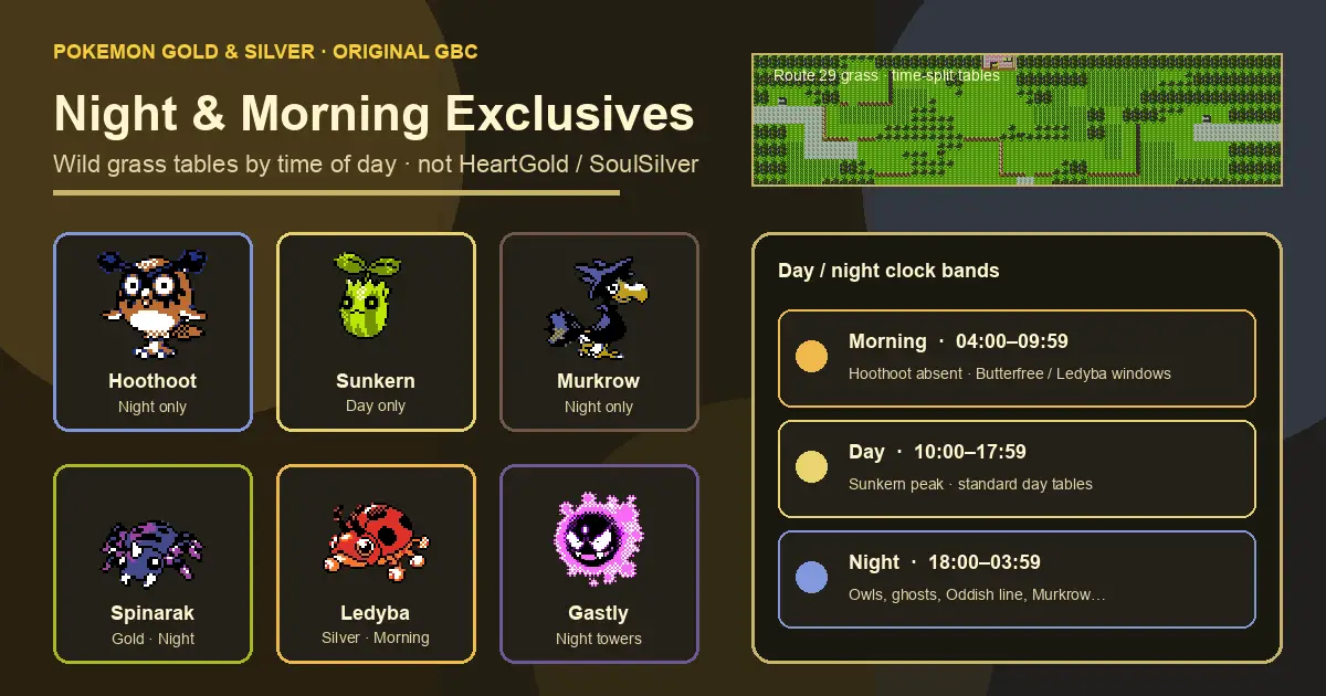 Night Only & Morning Exclusive Pokemon Gold Silver - Day Night Wild Encounters