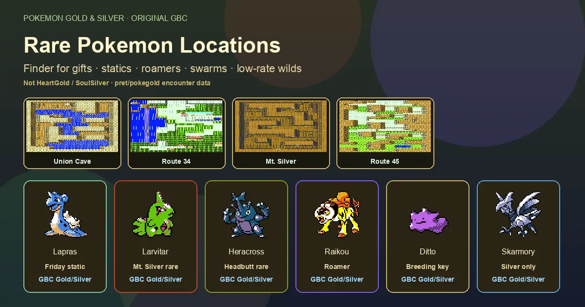 Rare Pokemon Locations Gold and Silver - Finder Tool