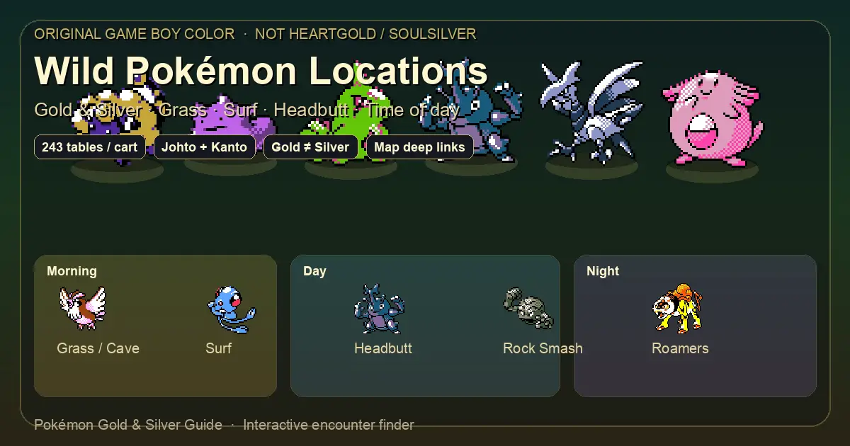 Wild Pokemon Locations Gold and Silver - Encounter Finder Tool
