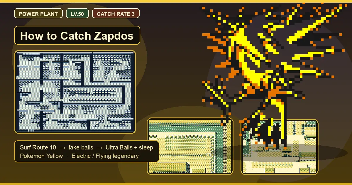 How to Catch Zapdos in Pokemon Yellow - Power Plant Guide