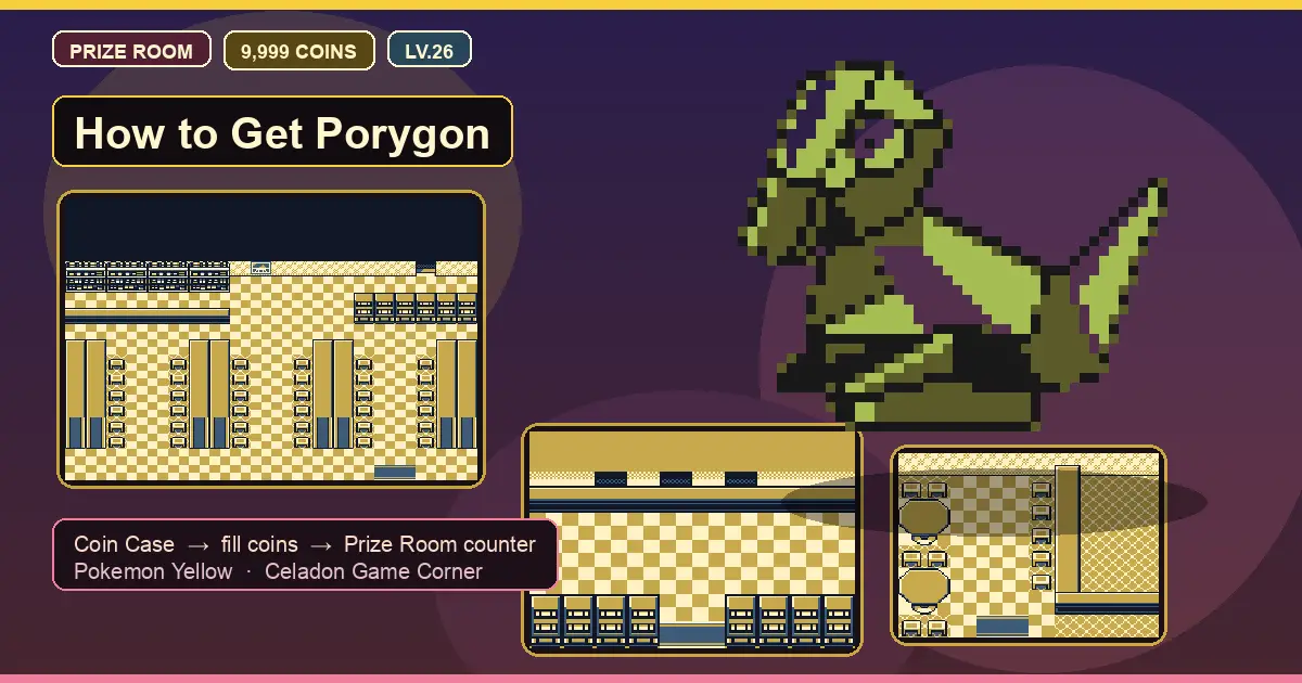 How to Get Porygon in Pokemon Yellow - 9999 Coins Prize