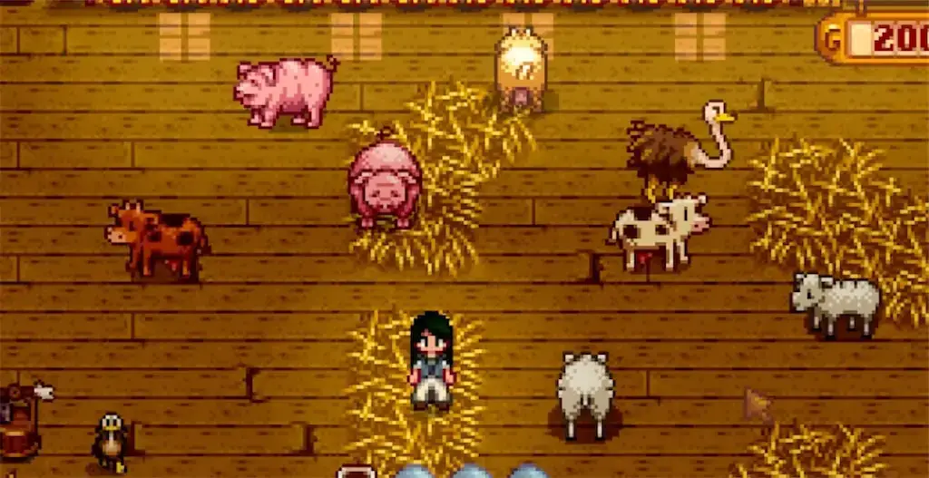 A barn with animals in it