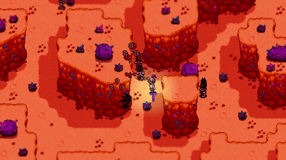 A player character standing in the Crimson Badlands