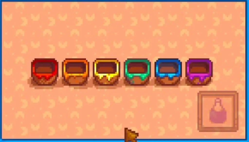 Screenshot of the dye pot in Stardew Valley