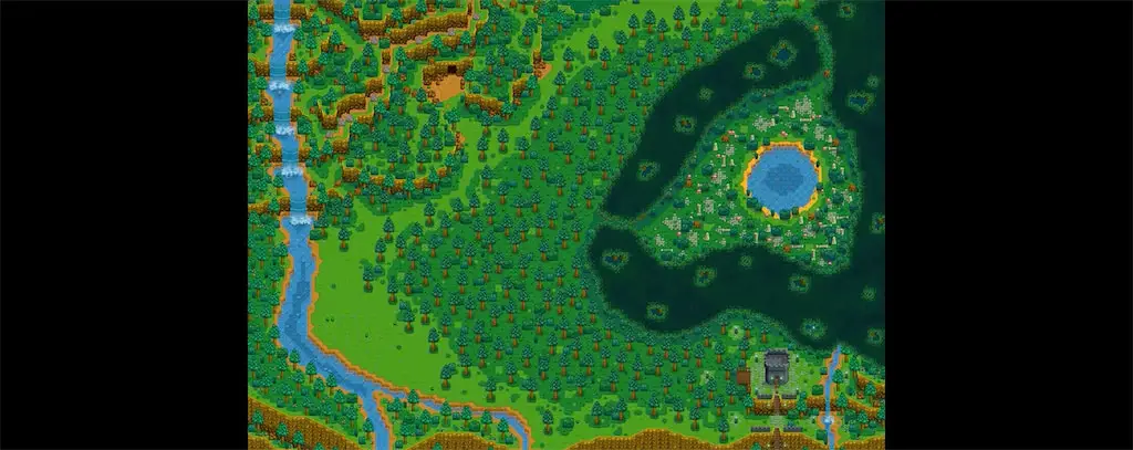 An overview of the Highlands area in Stardew Valley Expanded