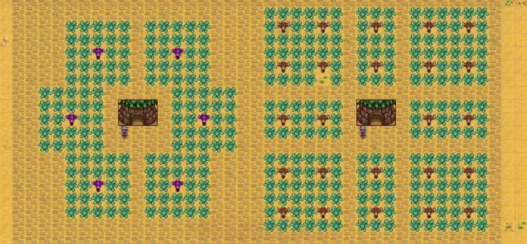 A farm layout using Iridium Sprinklers, Quality Sprinklers, and Pressure Nozzles