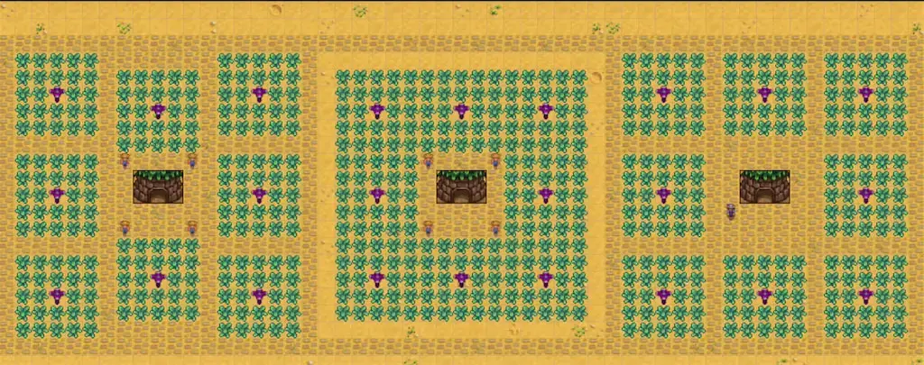 A farm layout using only Iridium Sprinklers