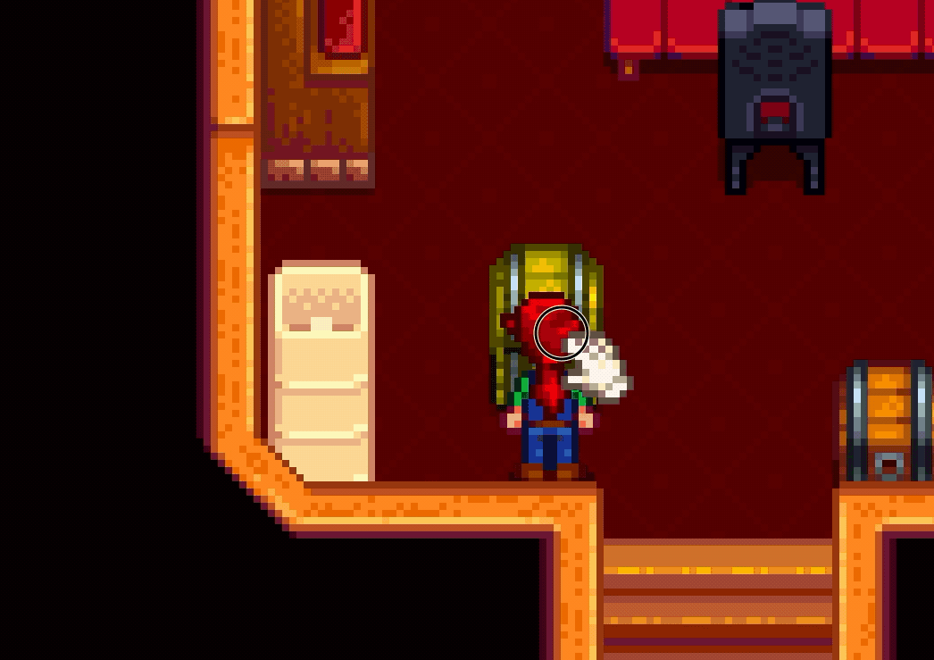 Player moving a chest in Stardew Valley