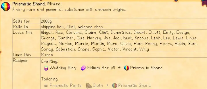 A Prismatic Shard in Stardew Valley