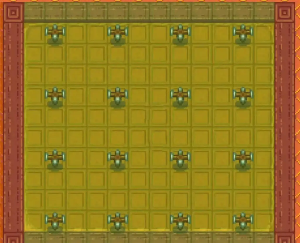 A layout of the greenhouse with 16 Quality Sprinklers