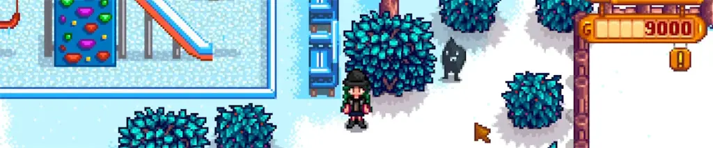 A shadowy figure running away in Stardew Valley