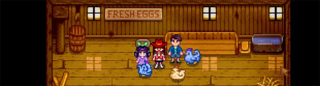Image of Shane's secret blue chicken flock in Stardew Valley