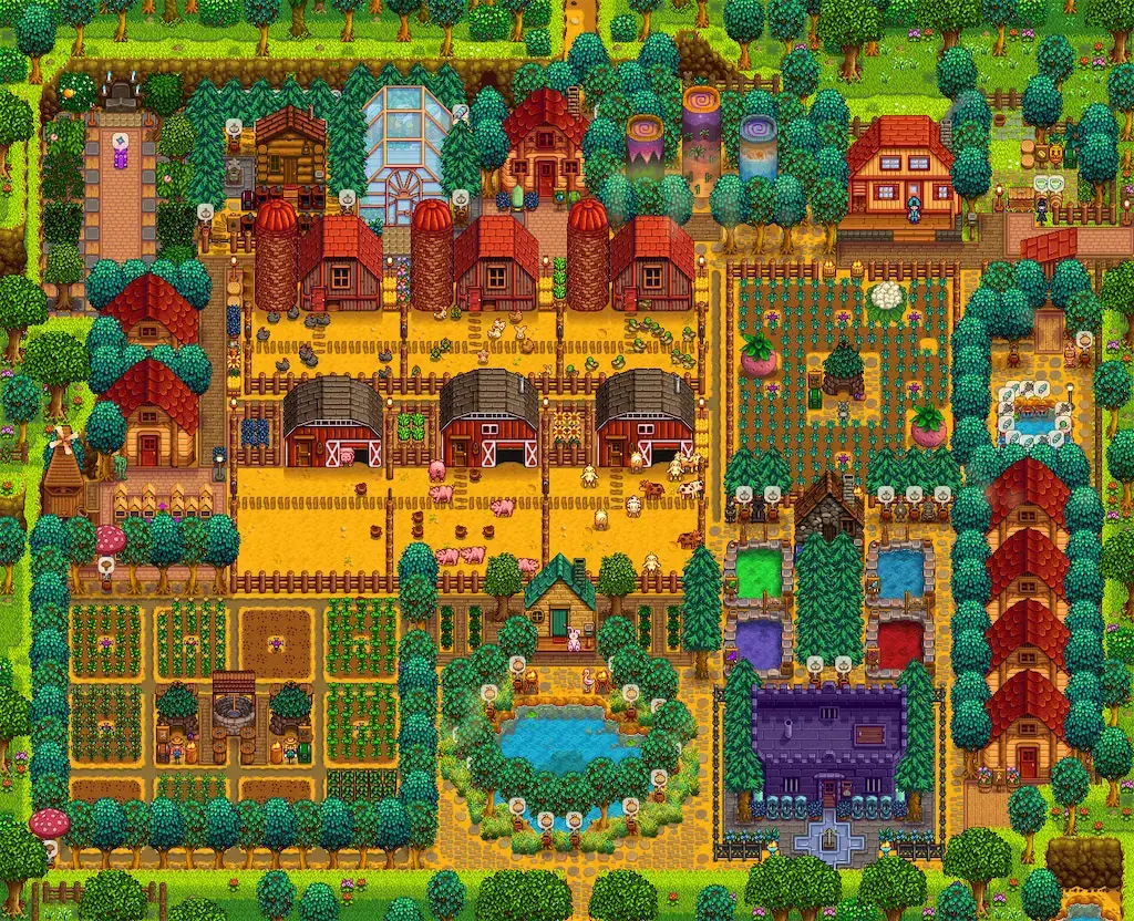 A layout image for the Standard Farm in Stardew Valley