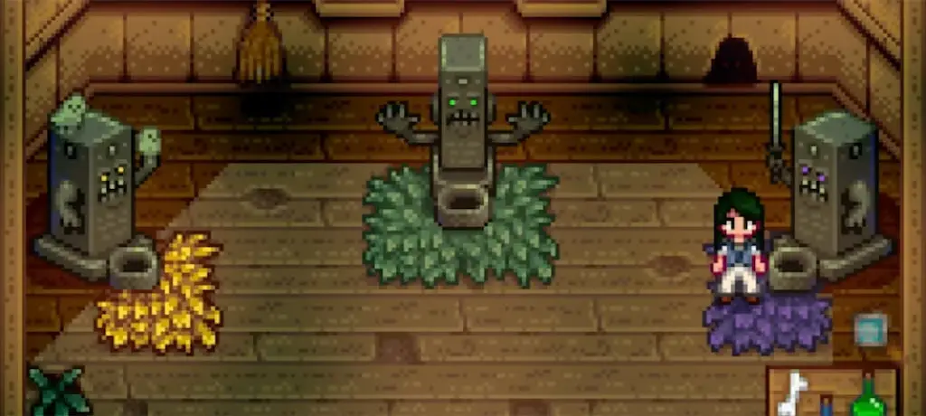 The three dark Shrines found inside the Witch's Hut in Stardew Valley