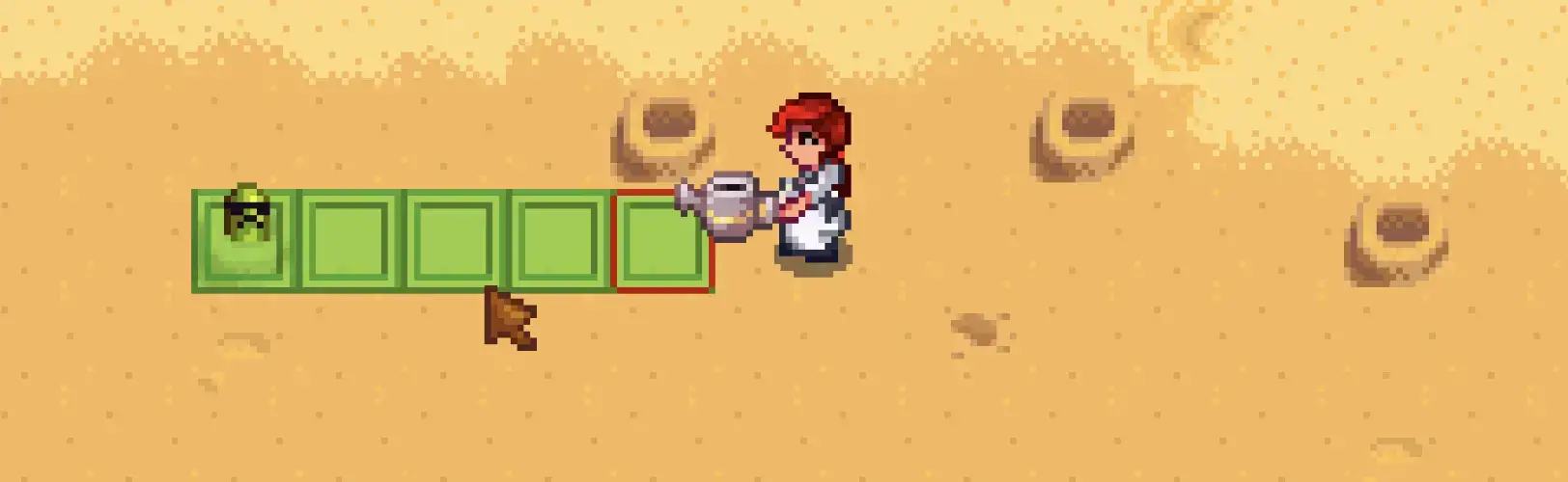 a character using a watering can on the mole