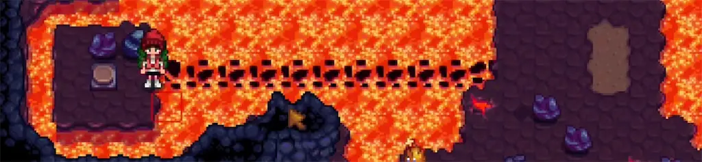 A screenshot of a button in the Volcano Dungeon in Stardew Valley