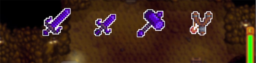 The four types of weapons in Stardew Valley
