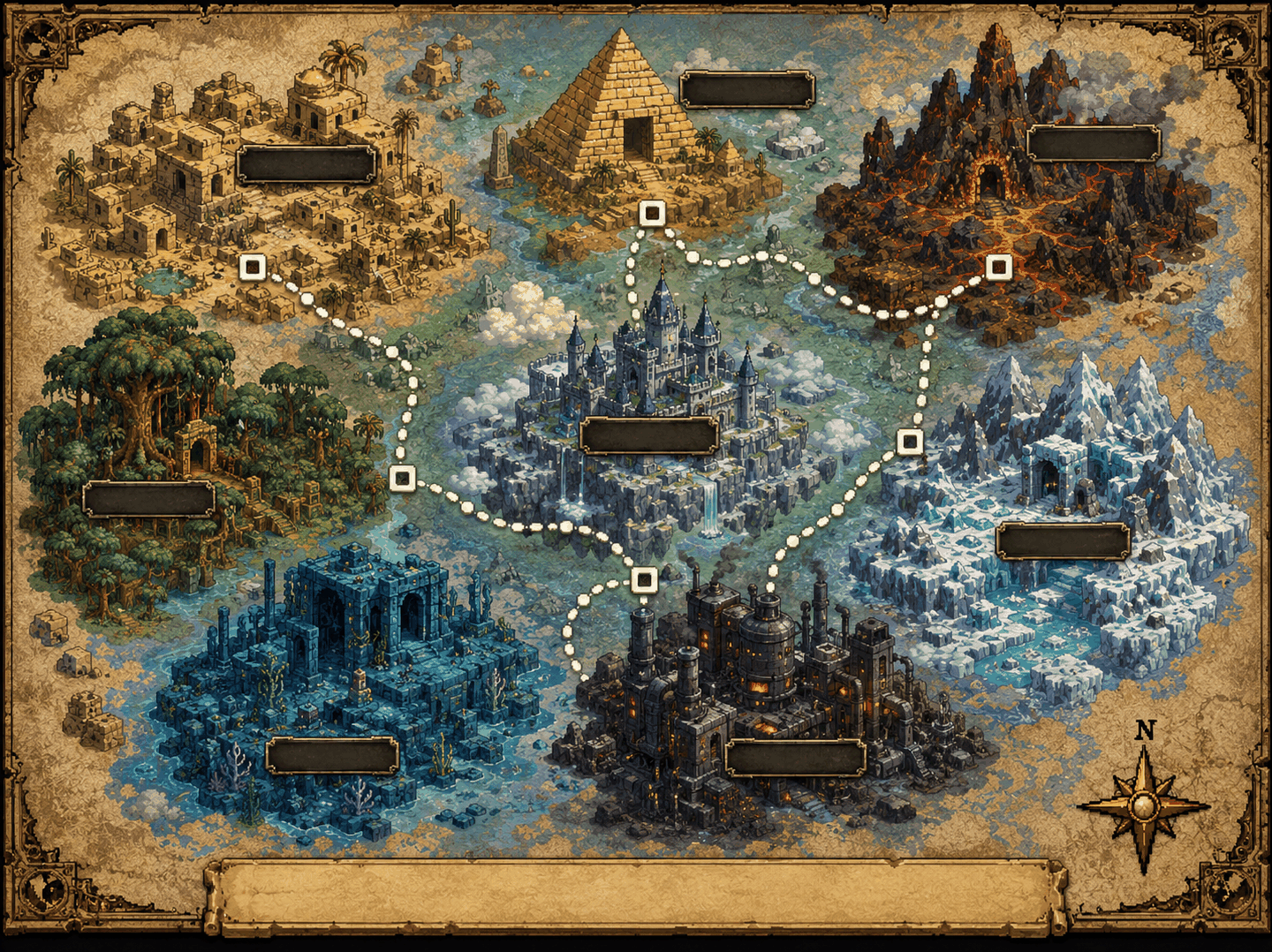 Illustrated Wario Land 3 world map