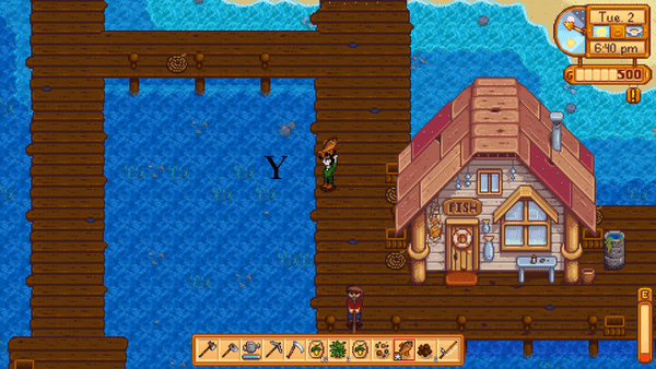 A screenshot of the item stowing feature in Stardew Valley
