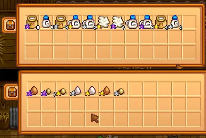 A screenshot of animal products in Stardew Valley
