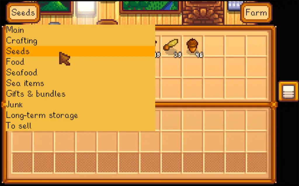 A screenshot of the Chests Anywhere mod in Stardew Valley