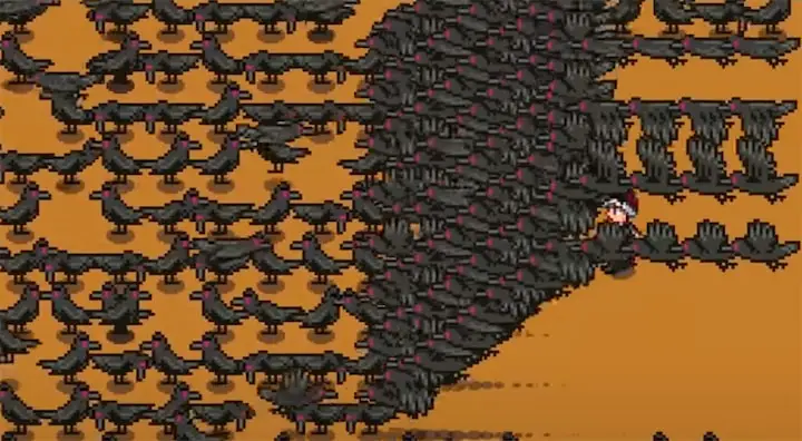 Crows eating crops in Stardew Valley