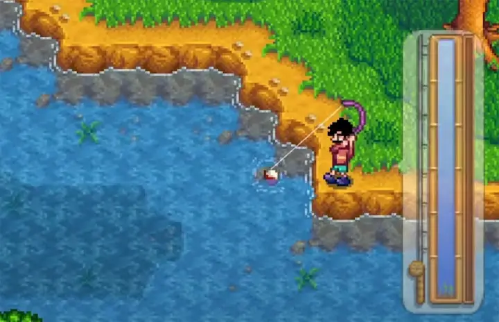 Image of the player fishing in River