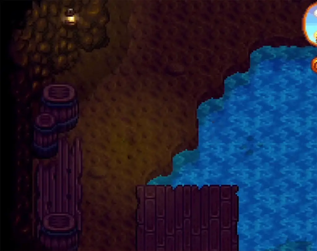 A fishing spot at the Pirate's Cove in Ginger Island in Stardew Valley