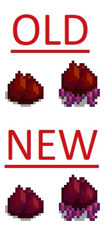 A screenshot of a Lava Crab with a different color in Stardew Valley