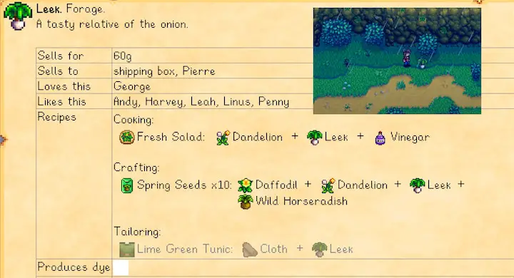 A picture of leek in Stardew Valley