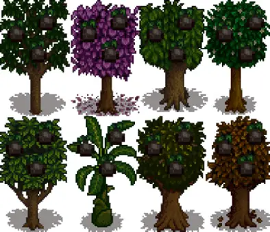 Fruit trees struck by lightning in Stardew Valley