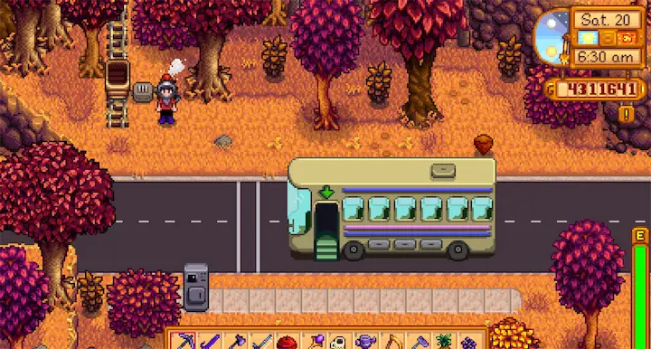 Image of the location of the minecart in Stardew Valley