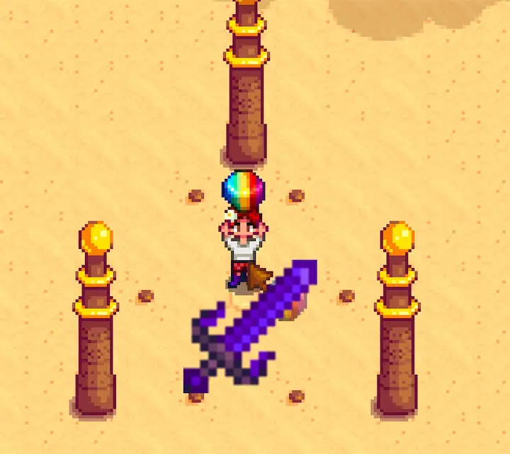 Image of the Prismatic Shard and Galaxy Sword in Stardew Valley