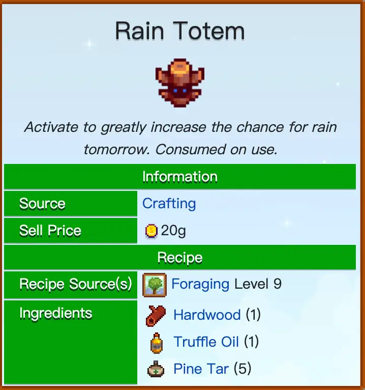 A Rain Totem in Stardew Valley