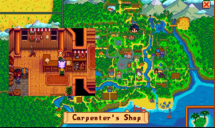 A screenshot of Robin's shop in Stardew Valley game