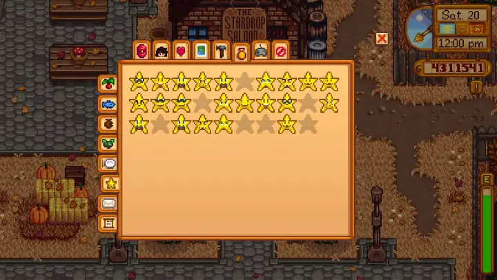 Screenshot of Stardew Valley achievements