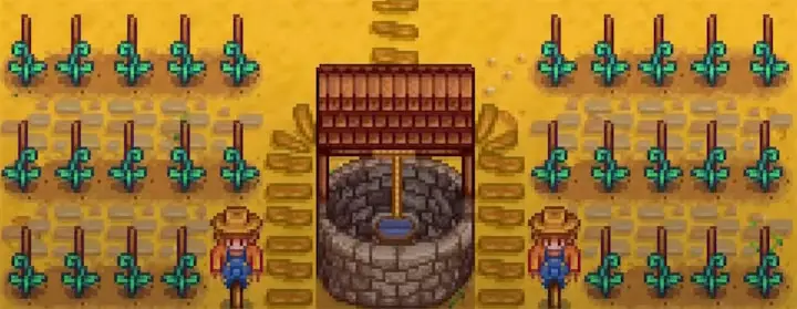 A wooden trellis structure in Stardew Valley