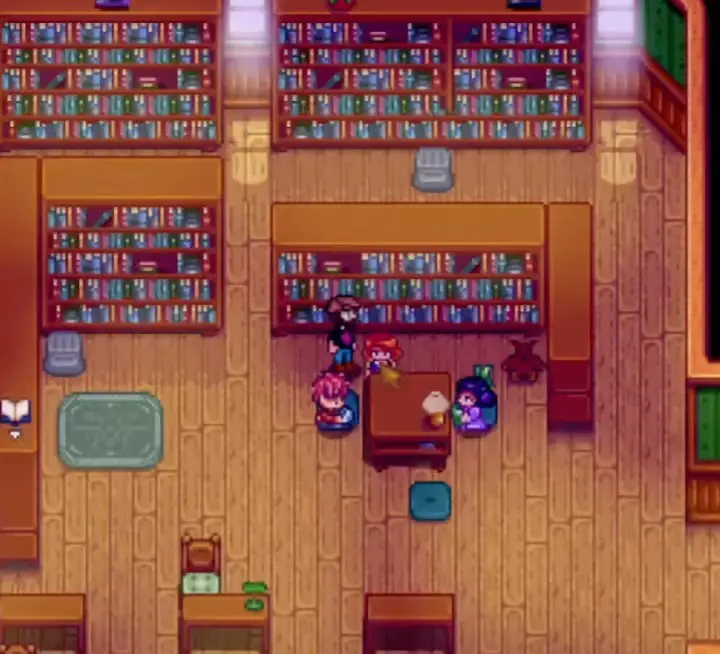 Screenshot of Vincent, Jas, and Penny playing at the museum