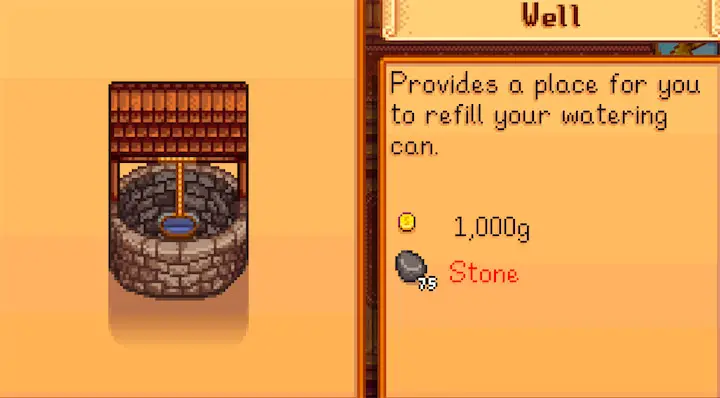 A screenshot of a well structure in Stardew Valley game