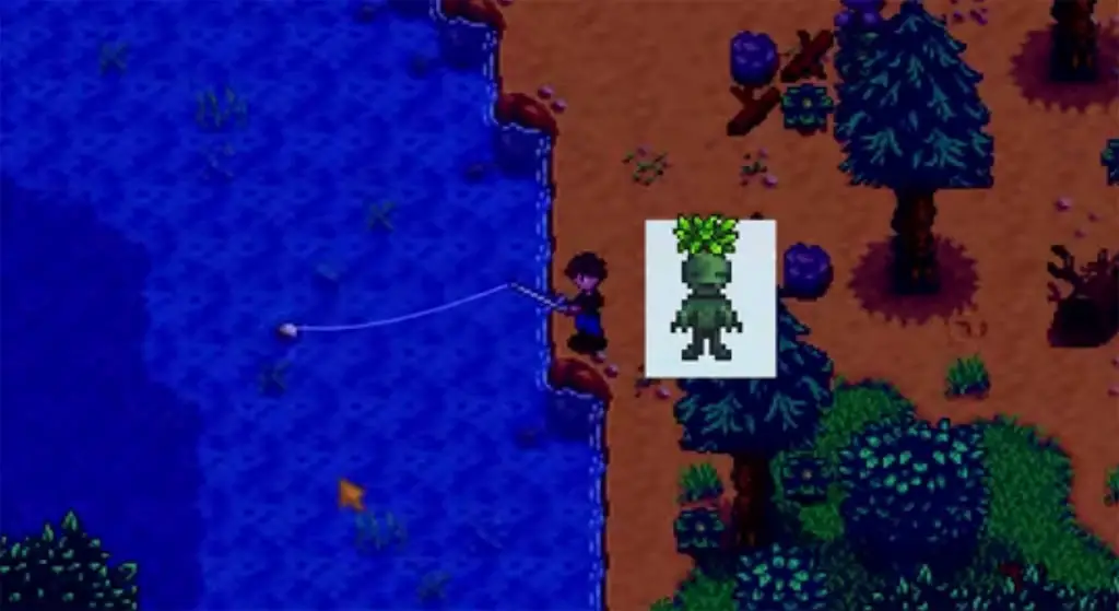 A screenshot of the Wilderness Golem monster in Stardew Valley