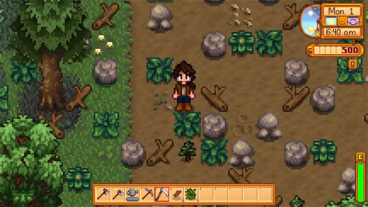 A screenshot of Stardew Valley game with zoomed-in issue