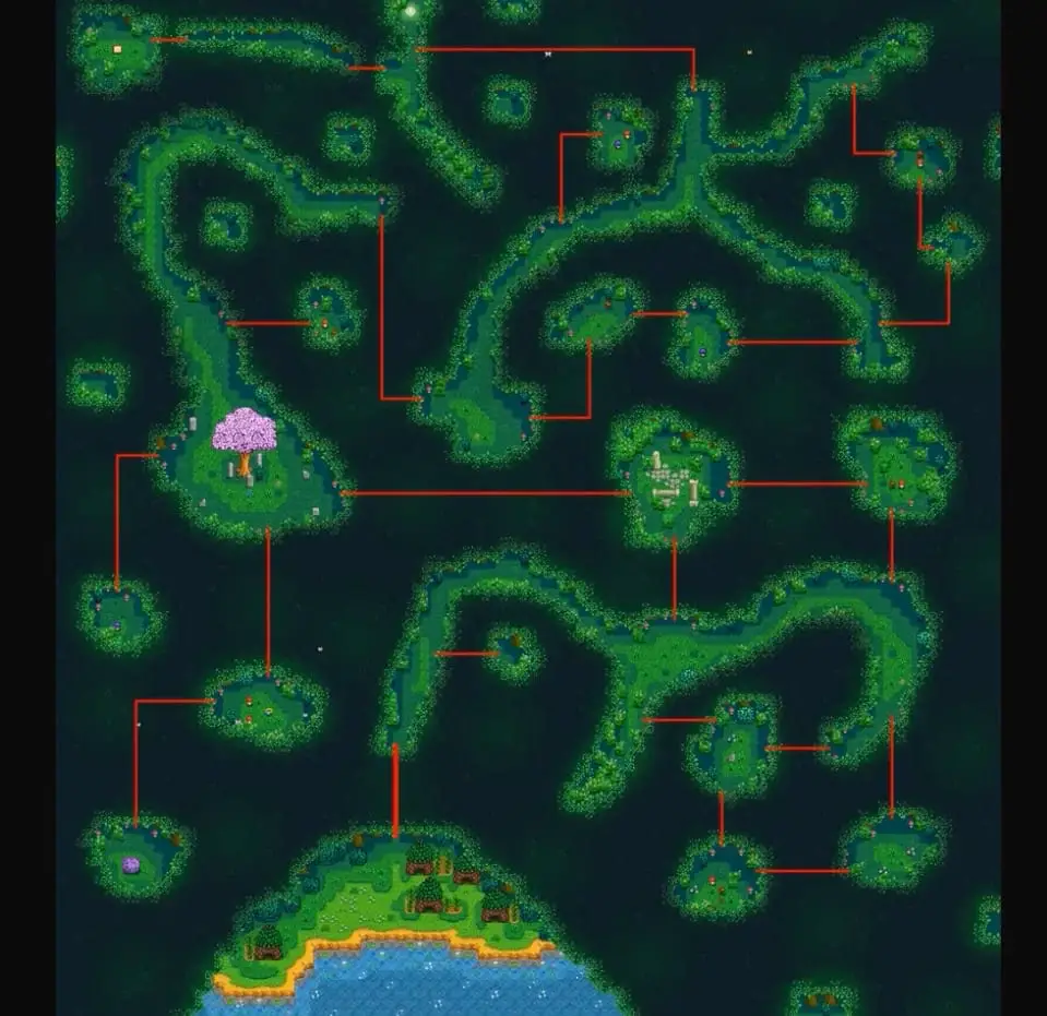 Image showing the hidden paths in the Junimo Forest