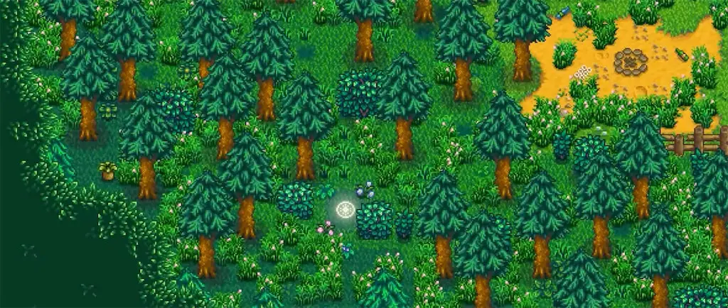 Image of the teleportation circle in the Junimo Forest